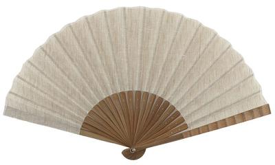 Onishi Ken Seihan Linen Dungaree Folding Fan, 23cm, Off-White, "Ripple" S22-LID04