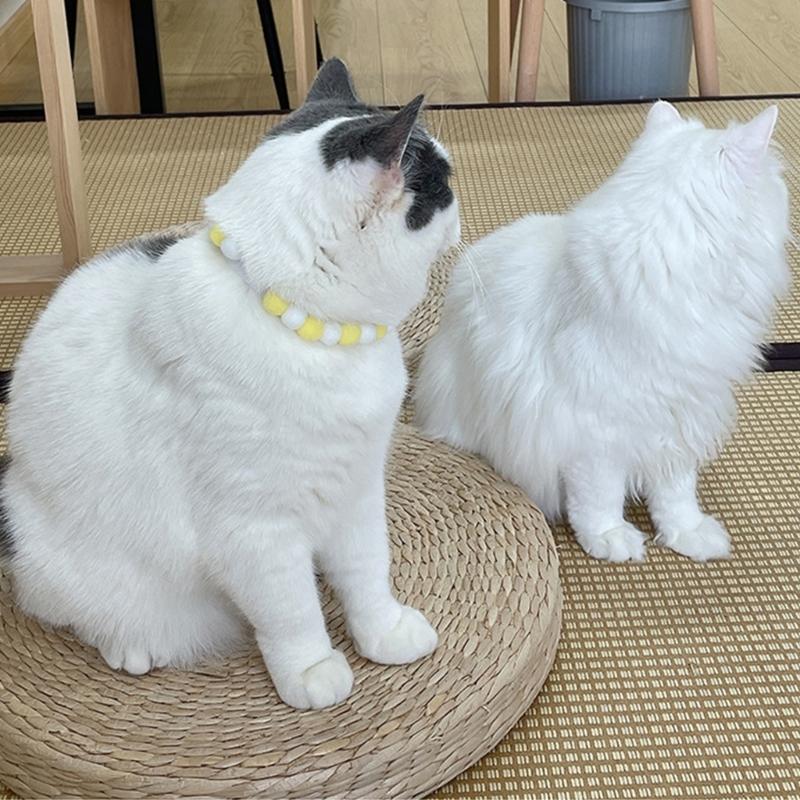 Set of 5 Soft Plush Cats Collars with Colorful Pompoms for Cats Dogs Birthday Party Cats Neckwear Festival Pet Collars