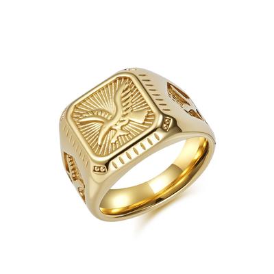 Eagle Head Titanium Steel Ring for Men Bold Stainless Steel Jewelry Gothic Punk Hipster Fashion Accessories Unique Mens Ring Gift