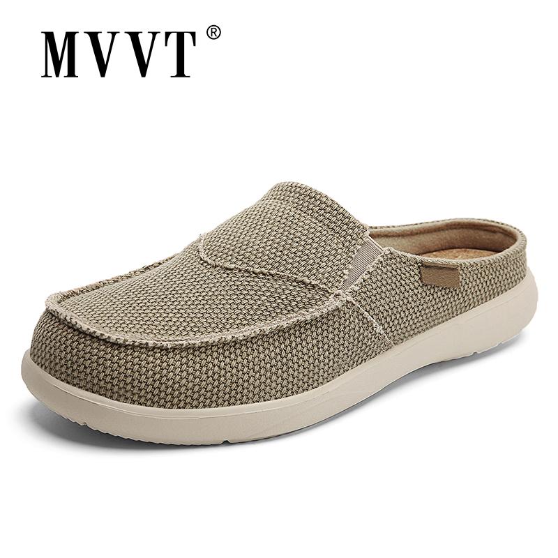 

Удобные дышащие парусиновые мужские тапочки, летние экологически чистые шлепанцы, повседневная нескользящая обувь, мужские лоферы, мужские парусиновые туфли без шнуровки