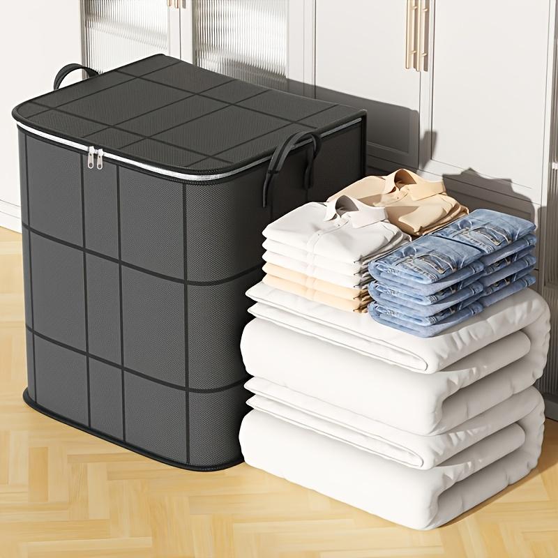 Black Foldable Wardrobe Storage Box | Stackable Large Capacity Organizer, Space-Saving Thickened Moving and Packing Bag with Dual Zippers and Handles