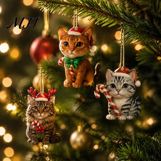Festive Party Favors Christmas Advent Calendar for Cat Lovers, 24 Day Countdown Box with Acrylic Hanging Ornaments Pendants, Tree Decor Holiday