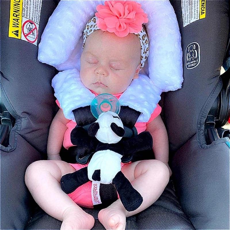 Baby Car Safety Head Support Pillow with Matching Seat Belt Strap Covers Baby Carseat