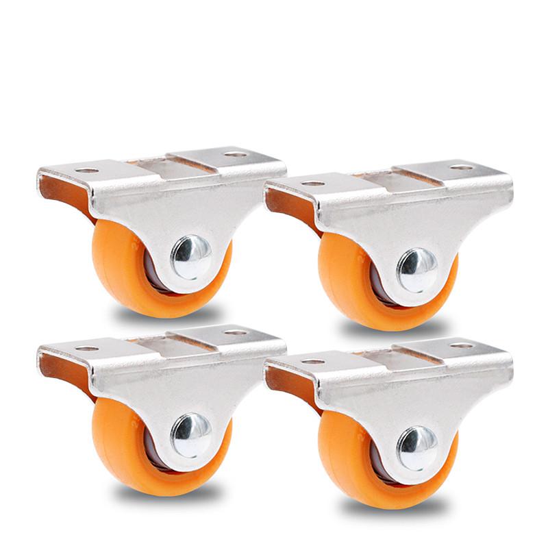 4 Pcs Hot New Arrival 1 Inch Dia Universal Furniture Caster Furniture Trolley Iron Top Plate Silent Nylon Fixed Caster Wheel