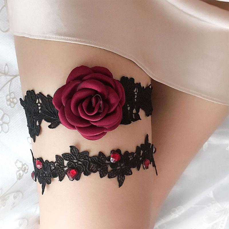 Set of 2pcs Bridal Lace Flower Leg Garter Thigh Ring Wedding Accessories