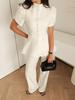 2025 Summer Women's Niche Puff Sleeve Buttoned Waist-Cinching Suit Top