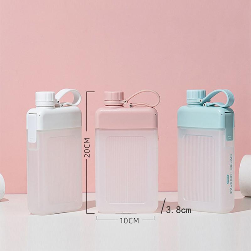 450ML Krátká sportovní láhev na vodu Plastový kreativní čtvercový plochý pohár na vodu Venkovní sporty Přenosný Vysokoteplotní ruční pohár