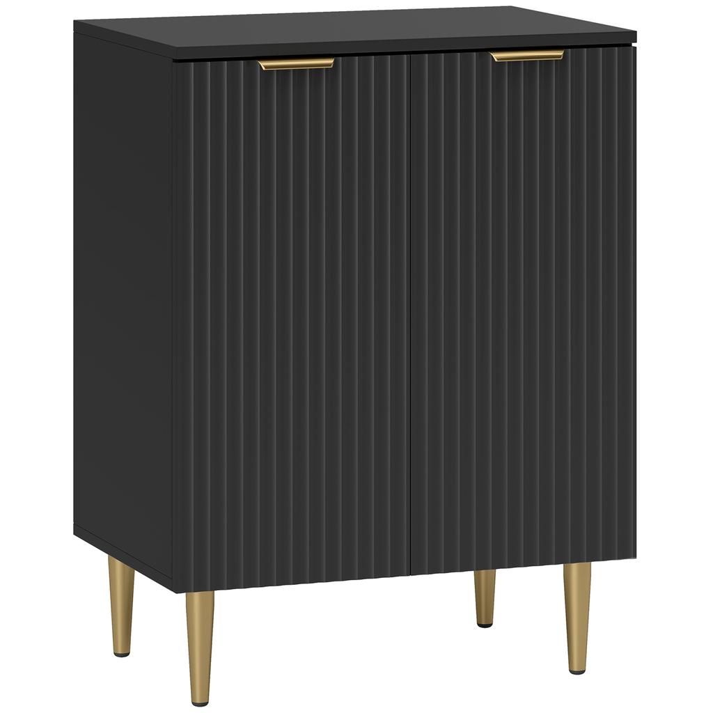 Kitchen Sideboard, 2 Doors, Adjustable Shelf, Raised Metal Legs, 60 x 40 x 80 cm, Black