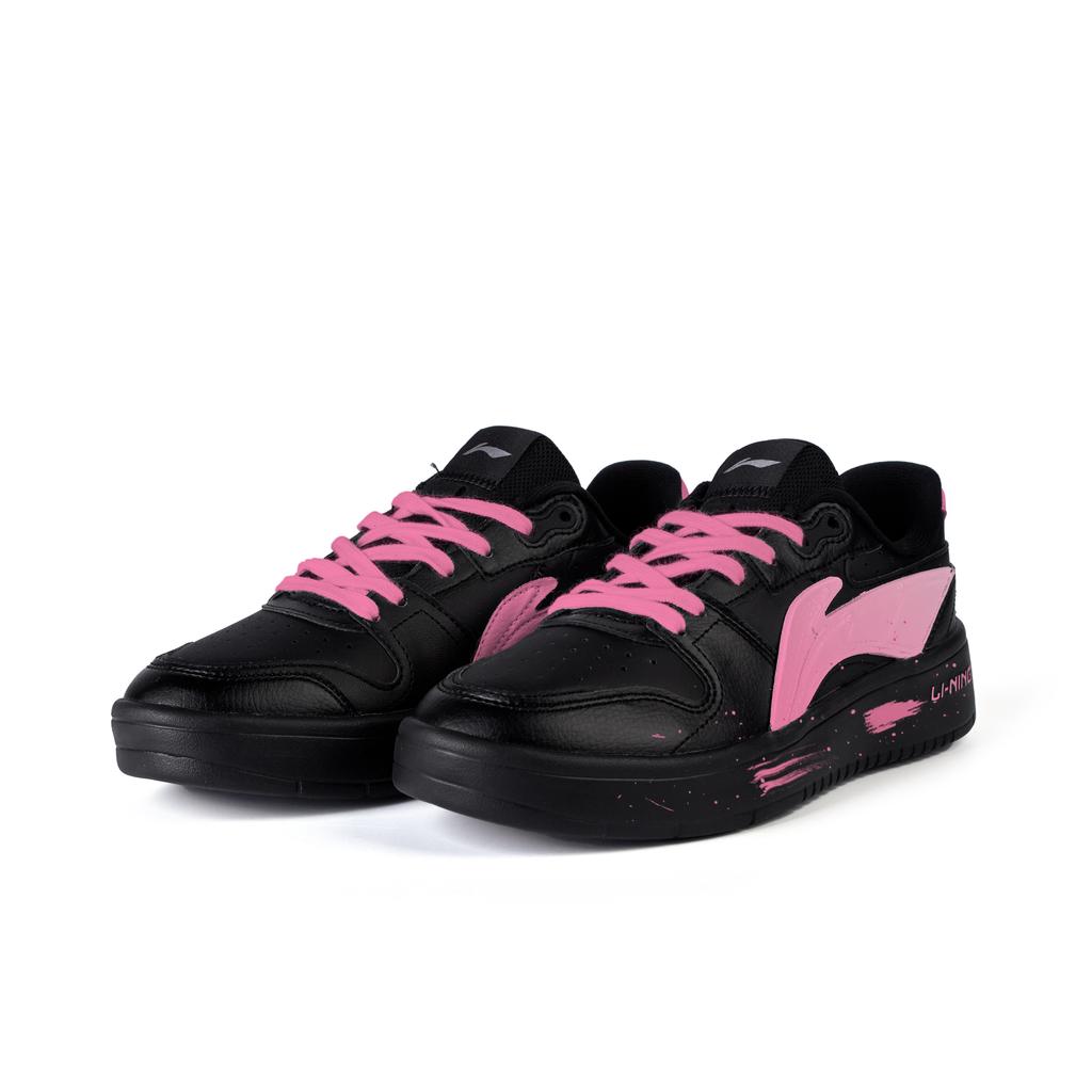 Li Ning Slip Resistant Cushioning Abrasion Resistant Low top Skateboard Shoes Men's Black Pink AGCU515-5(Team345-)