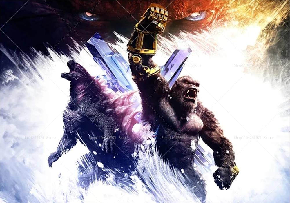 Godzilla vs King Kong Cartoon Hintergrund Banner Monster Clash Abenteuer Thema Kindergeburtstag Party Dekoration Foto Hintergrund Zubehör 150X100CM