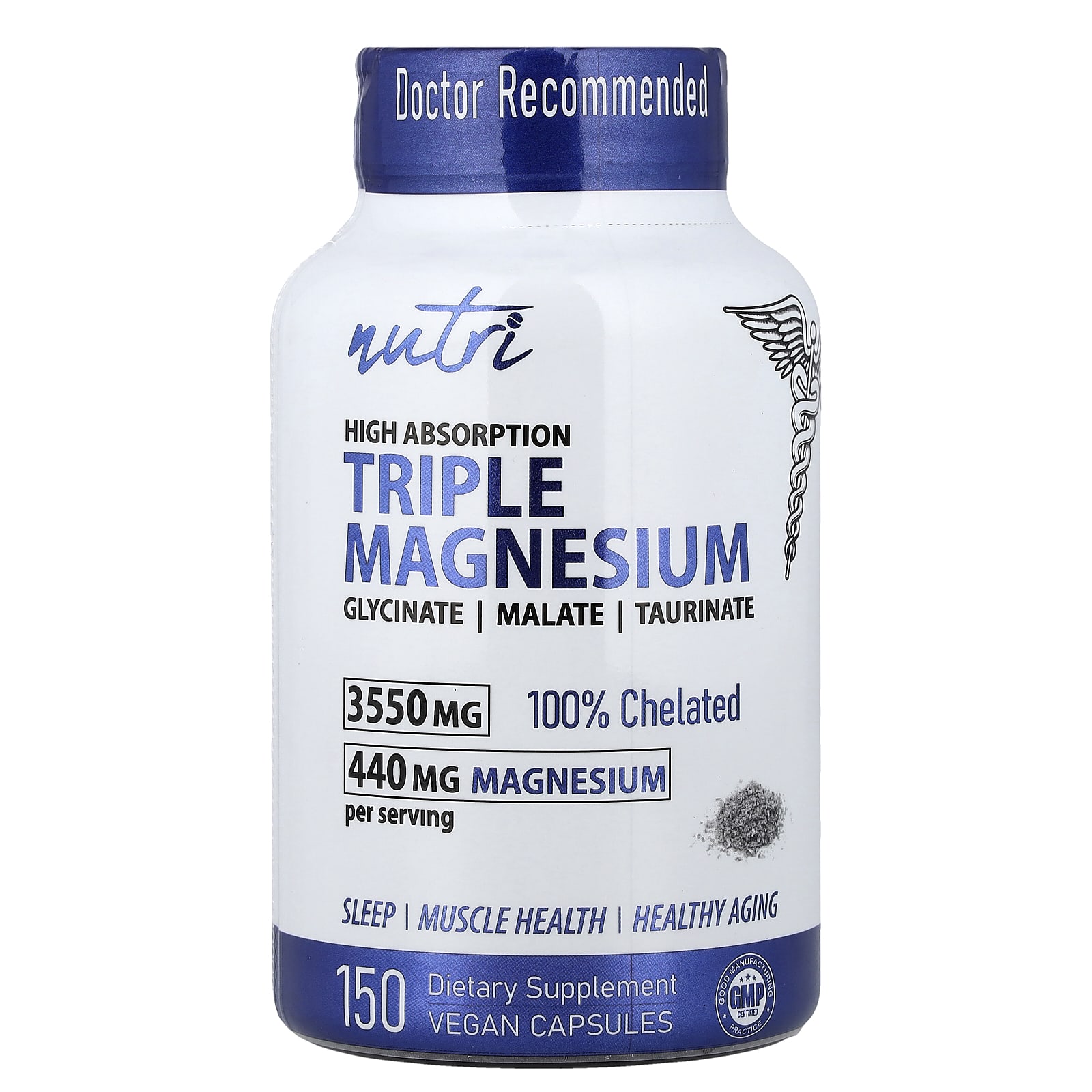 

Triple Magnesium, High Absorption, 150 Veggie Caps