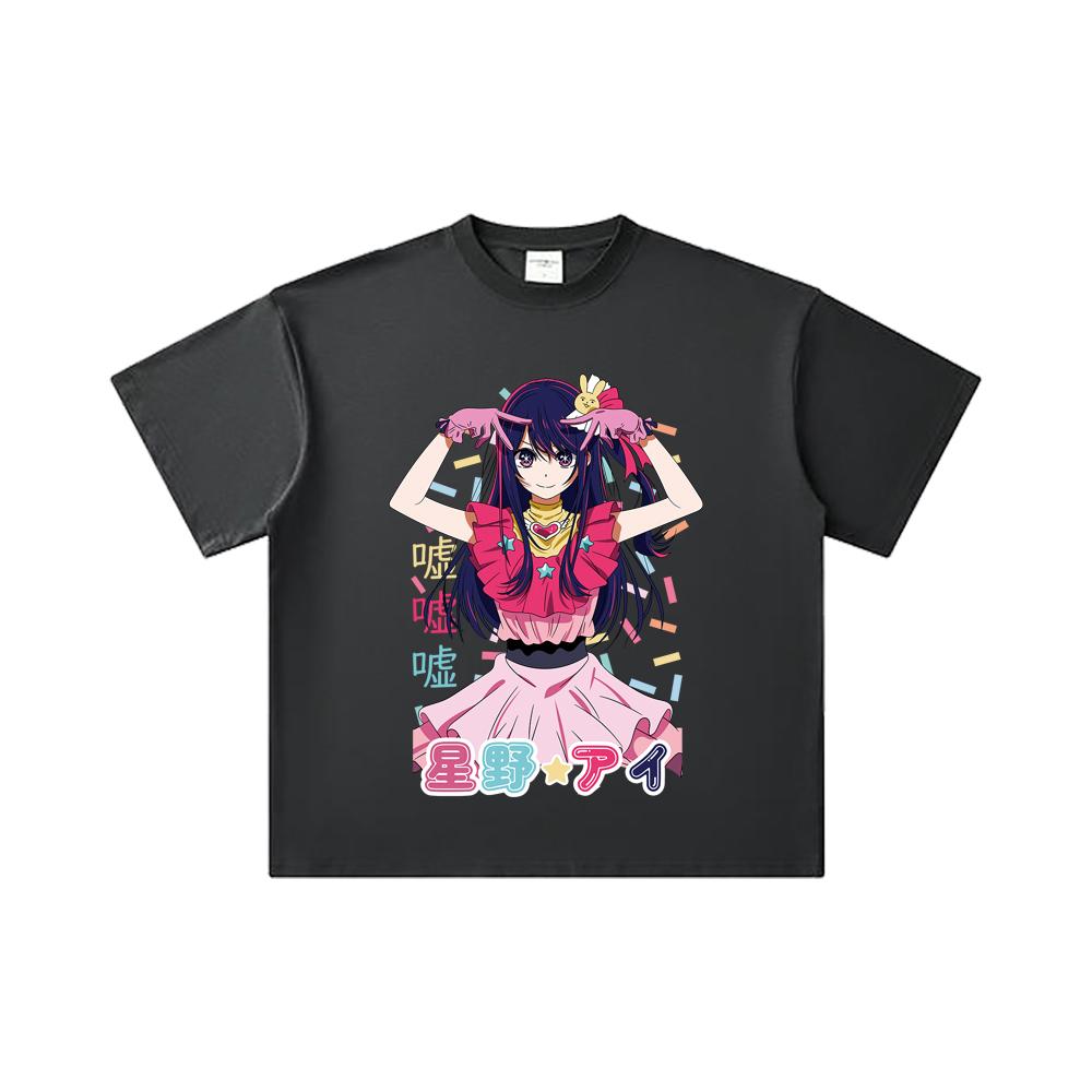260 GSM Double Yarn 32 Count 100% Cotton Oshi No Ko V1 Print Unisex Heavy Cotton T Shirt