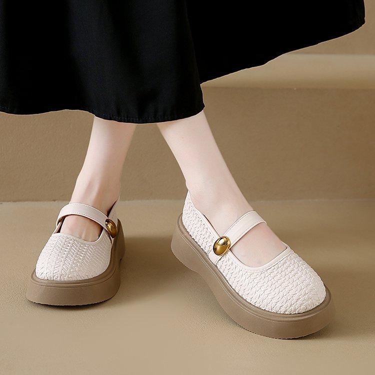Mary Jane thick-soled heightening little white shoes women's 2025 new versatile one-pedal lazy loafers shallow single shoes women