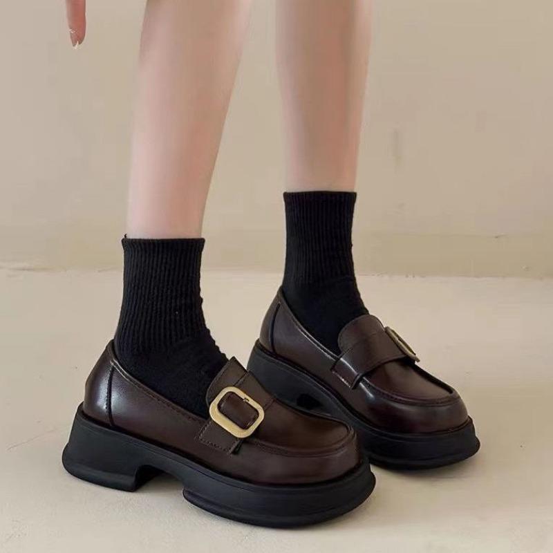 

Платформа британский ретро круглый носок весна новая Мэри Джейн туфли из кожи на одной педали Maillard одинарные туфли 40 коричневый