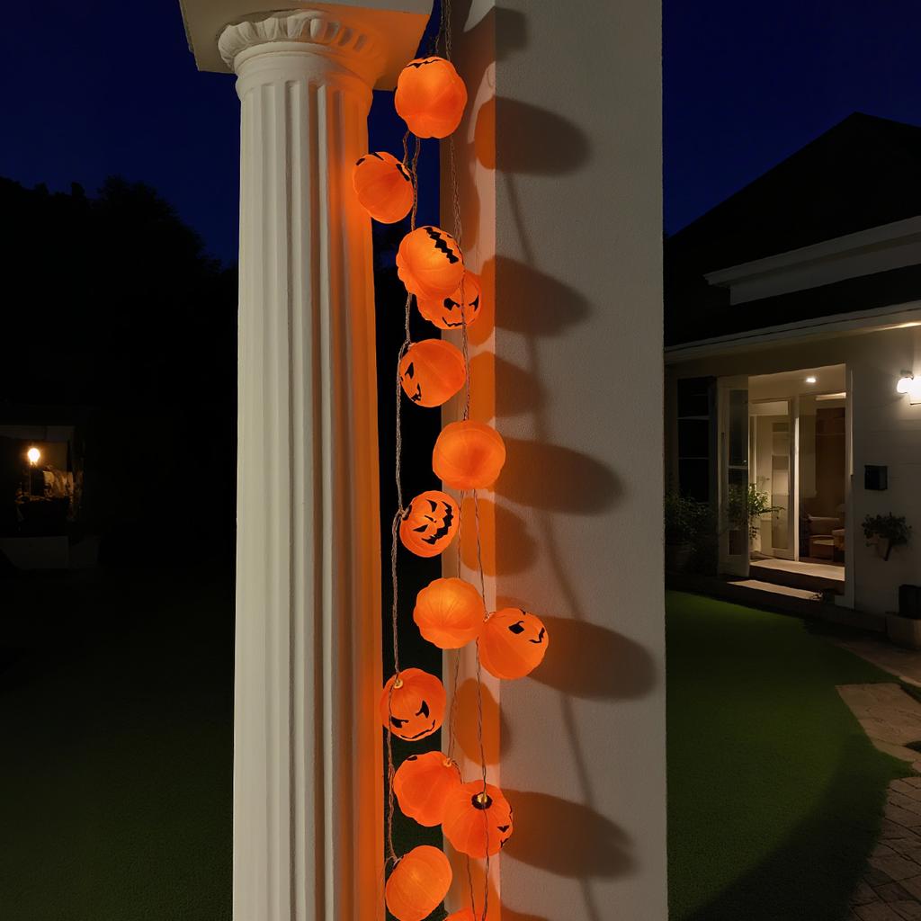 1PC 10/20 LED Halloween Pumpkin String Lights Battery Powered Indoor Decorative Lights For Party Door Window Festival Decoration