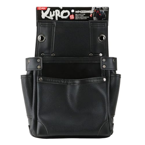 SK11 Black Nail Bag, 2-Tier, Swing Pocket Design, Reinforced Bottom, Leather-Like Fabric, Black Plated Hardware, SSL-NB-11