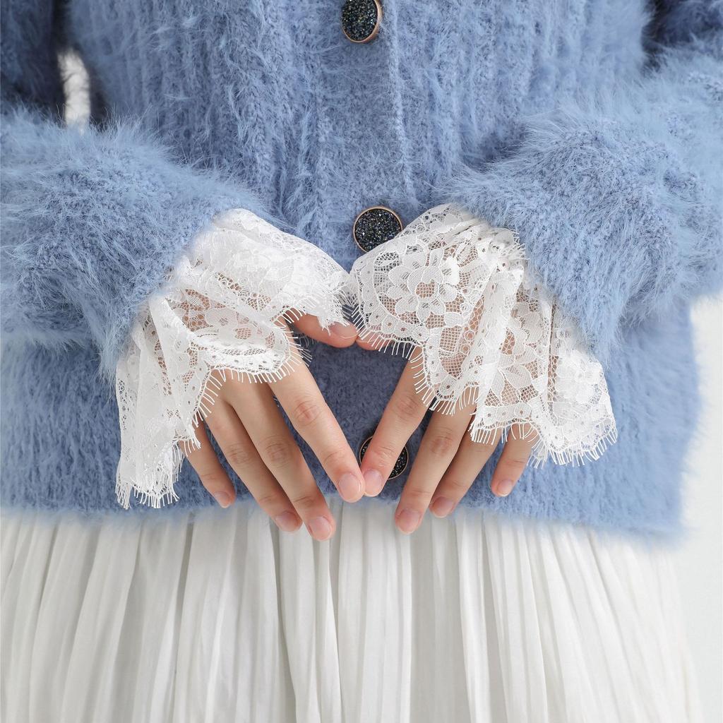 Mesh Lace Cuffs Classic Floral Mesh Sleeves Detachable Fake Sleeves Lightweight Lace Sleeve Cuffs For Weddings Victorian Dresses