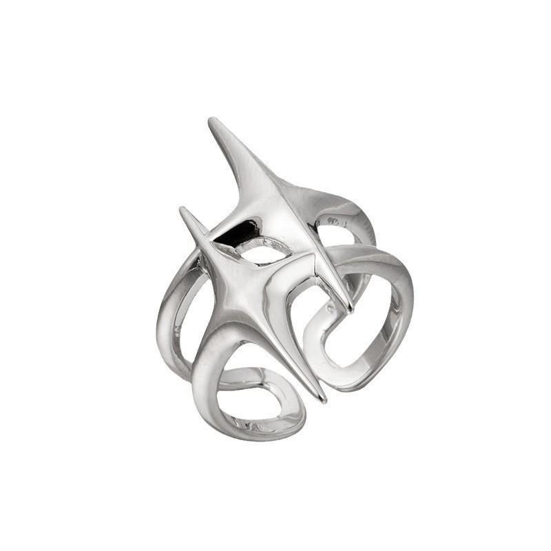 Women's Adjustable Cross Starburst Ring: Personalized, Fashionable, Versatile, Trendy Ins Style for Index Finger.