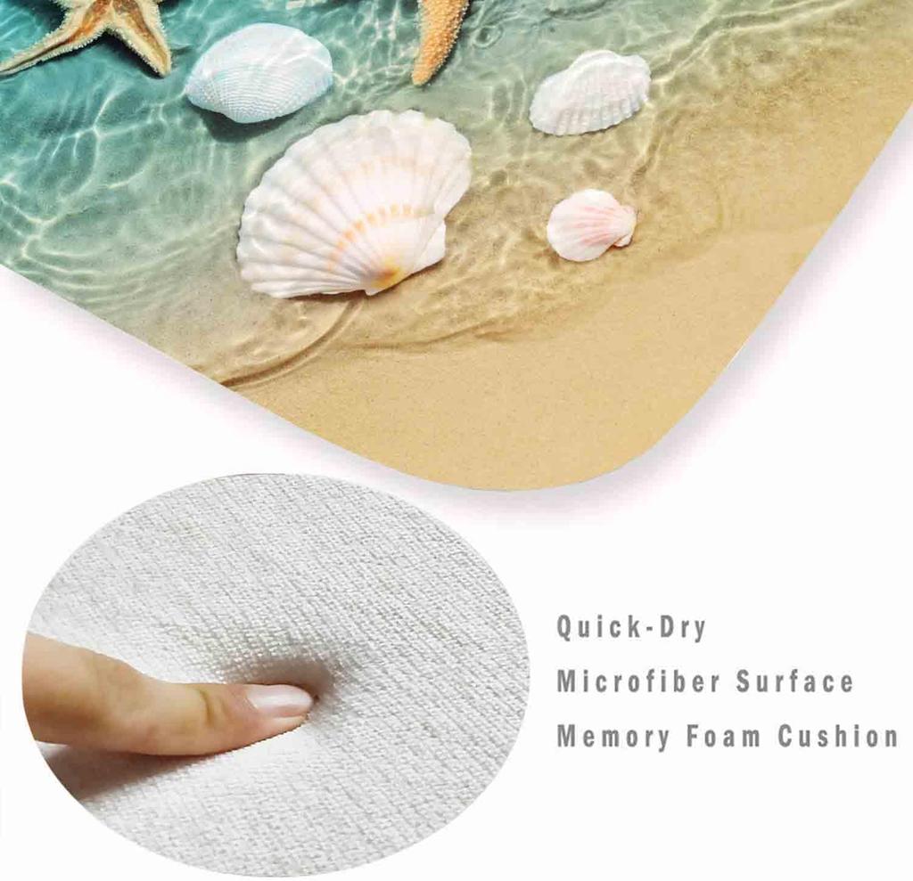 Tappeto da Cucina Ocean Beach Conchiglia Stella Marina Decorazione per la Casa Tappeto per Soggiorno Camera da Letto Bordo Letto Tappetino Antiscivolo Zerbino per Bagno