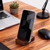 Walnut Dual Slot Wooden Phone Stand - Portable Desktop Holder