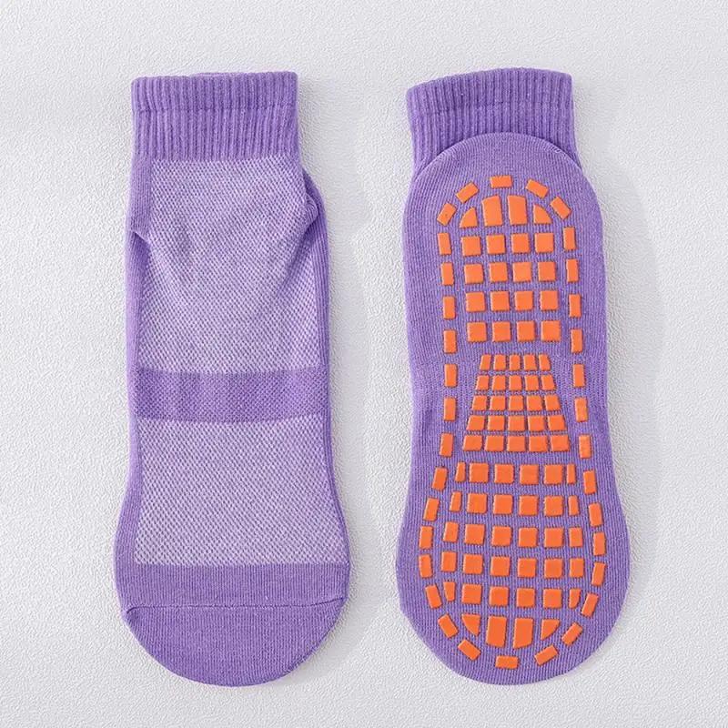 Kids Adults Anti-Slip Sock Cotton Breathable Wear Non Slip Sports Yoga Socks Sweat-absorbent Trampoline Socks Foot Massage