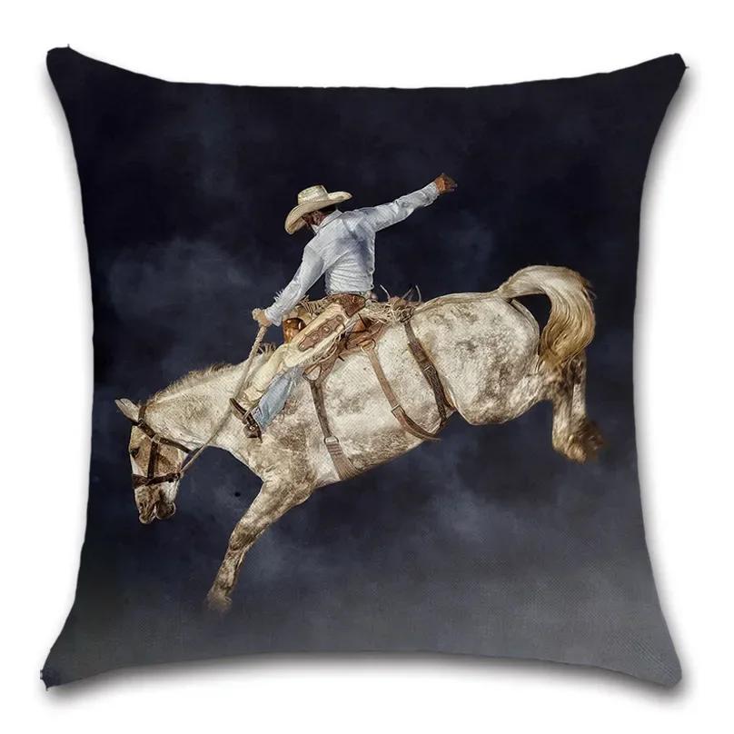 Rider Horse Painting Animals Funny Cushion Cover Decorative Home Sofa Chair Car Seat Friend Kids Bedroom Gift Pillowcase Throw