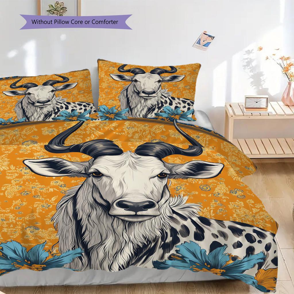 Leopard Sheep Pattern Bedding Quilt Set Quilt Cover Pillowcase Home Decoration Birthday Gift (1 * duvet cover + 2 * pillowcase, without core)