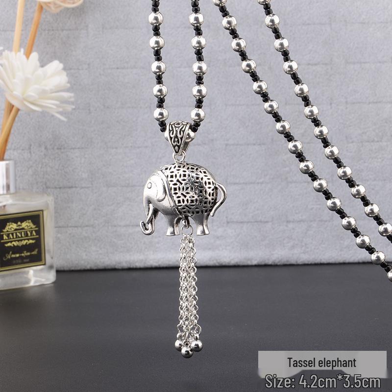 

Тибетское серебро Четыре стороны света Кисточка Подвеска Ожерелье