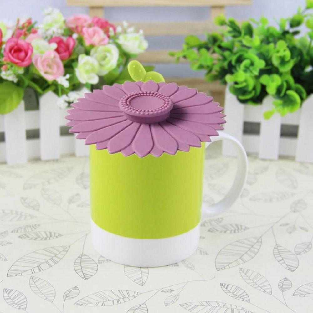 Sealed Sunflower Silicone Cup Lid Seamless Coffee Mug Lids Cup Accessories Cup Cover Glass