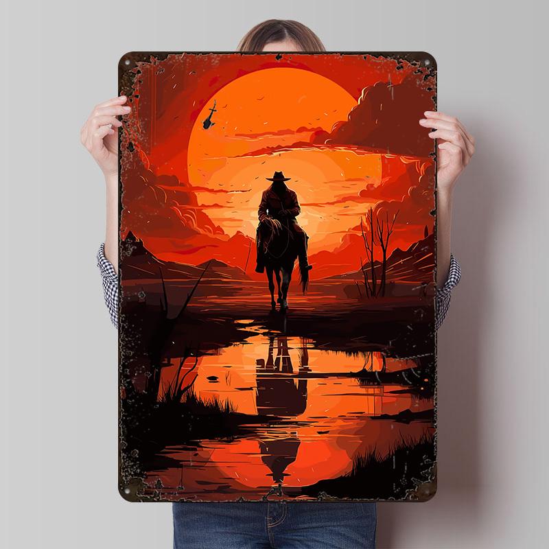 

Pemburu Sunset Poster Customized Wall Art Vintage Metal Signs Retro Tin Plaque for Man Cave Living Room Decorations Office Decor 20x30cm（7.8x11.8inch）