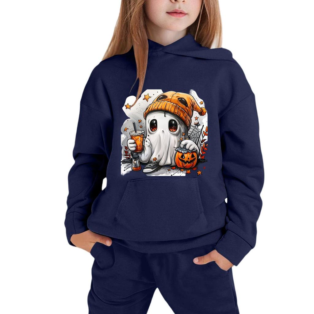 Kids' Hooded Sweatshirt with Halloween Print for Festive Wear
