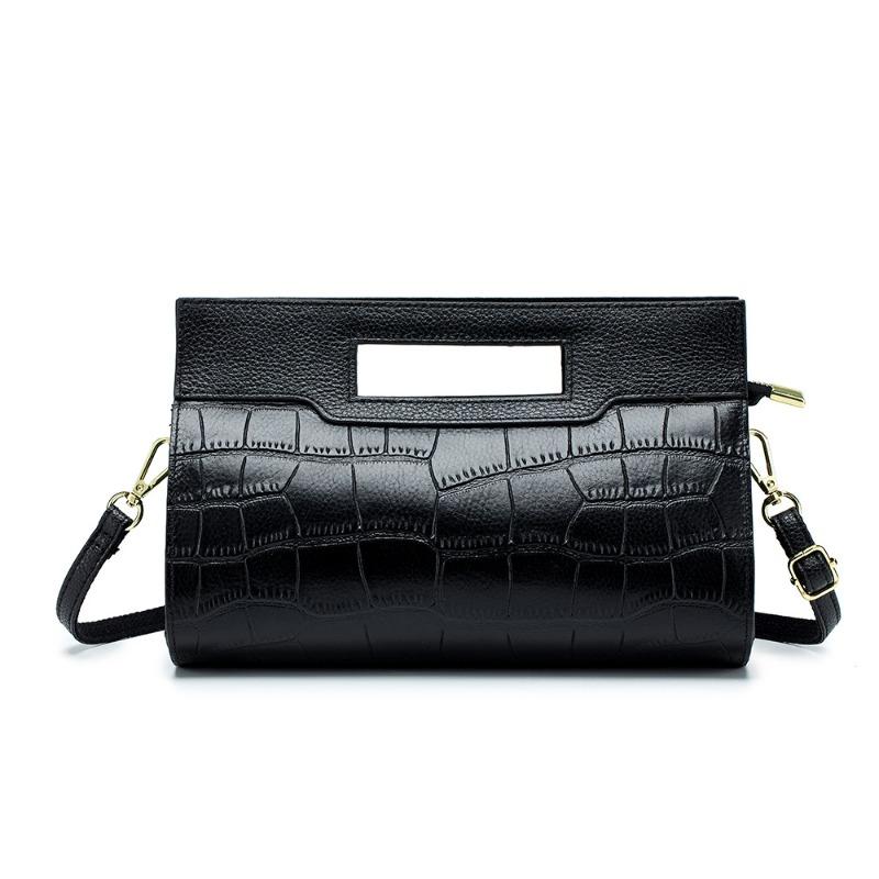 New fashionable large-capacity handbag women's leather classic shoulder messenger bag light luxury simple temperament women's bag