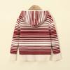 Girls' Striped Hooded Zipper Knitted Cardigan