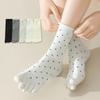 1 Paar Zehensocken Damen Mittelschaft Fünf-Finger-Socken Niedliche Punkte Hohe Qualität Baumwolle Crew-Socken Mit Separaten Zehen