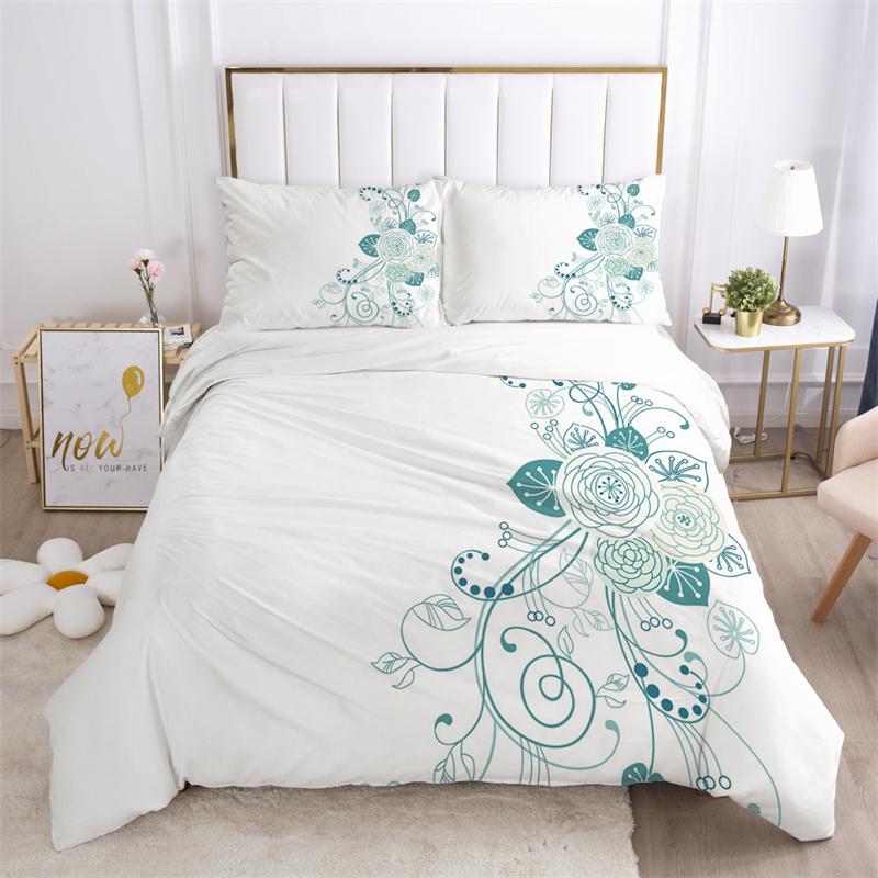 Floral Leaves Bedding Set Microfiber Butterfly Duvet Cover Lotus Flowers Comforter Cover Full King For Kids Adults Bedroom Decor