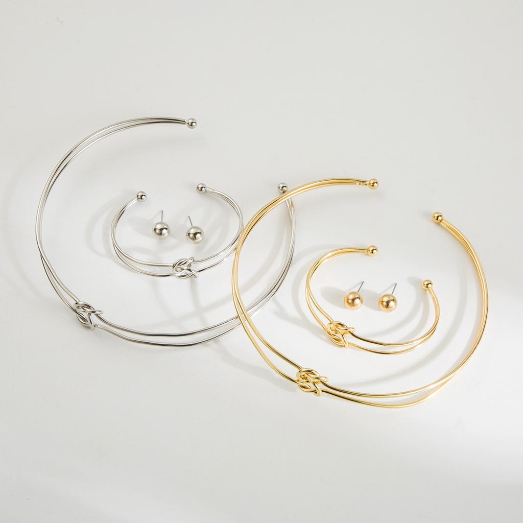 Tooxika Personalised Trend Exaggerated Punk Ring Buckle Women Collar Open Design Vintage Necklace Set