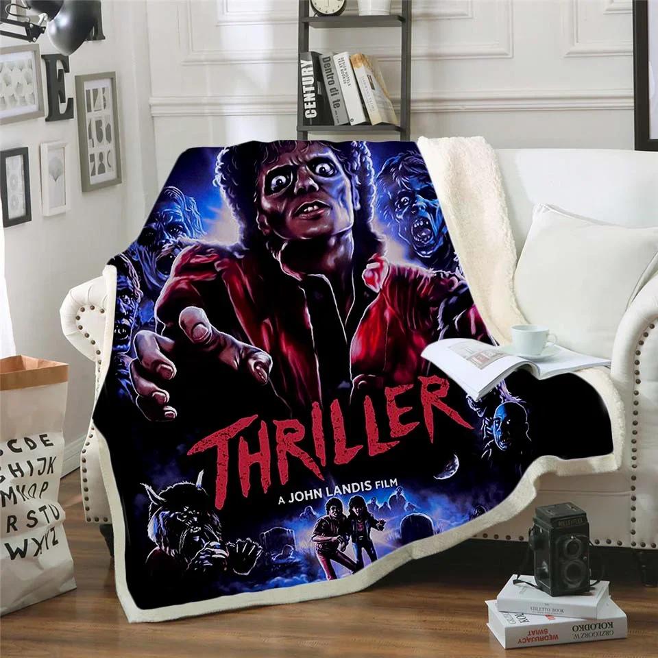 Coperta in Pile Stampata 3D di Michael Jackson per Letti Trapunta Spessa Copriletto alla Moda Coperta Sherpa per Adulti Bambini Adolescenti 100x150cm