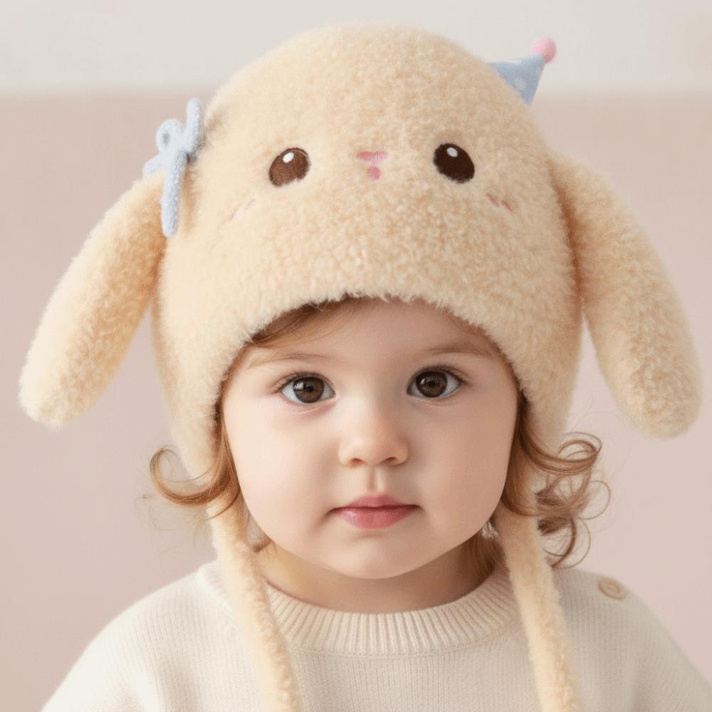 Fleece Plush Kids Beanie Windproof Warm Baby Bonnet Cartoon Fluffy Caps  Snow