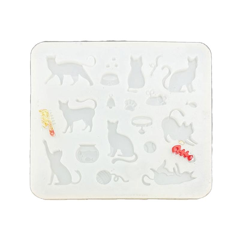 Lovely Cats Shape Silicone Mould Jewelry Tool Multipurpose for Handmade Soap Candle Cake Decoration Designs
