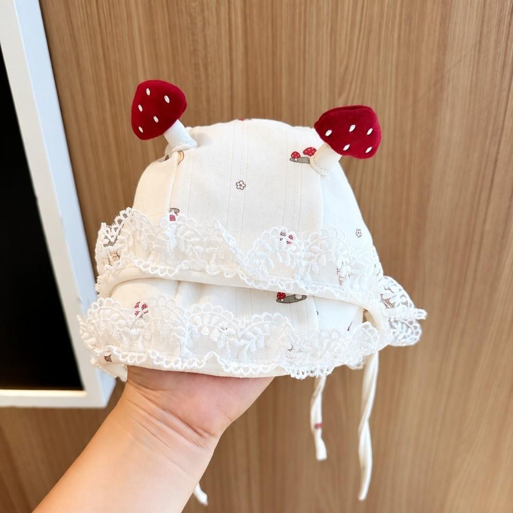Lace Trim Newborn Baby Hat Earflap Infant Winter Cap Durable Mushroom Lace Hat  Spring Autumn