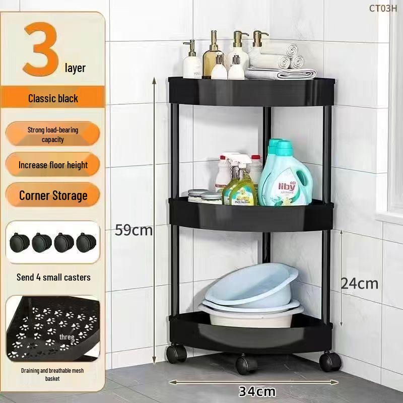 Triangular Multi-Layer Corner Shelf for Bathroom, Kitchen, Bedroom, and Living Room Storage