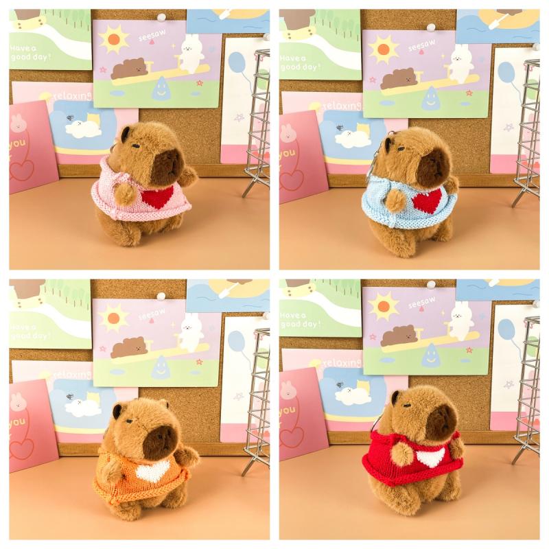 Cute Heart Sweater Capybara Plush Pendant Cartoon Plush Doll Toy Keychain Pendant Creative Backpack Decoration Accessories Gifts