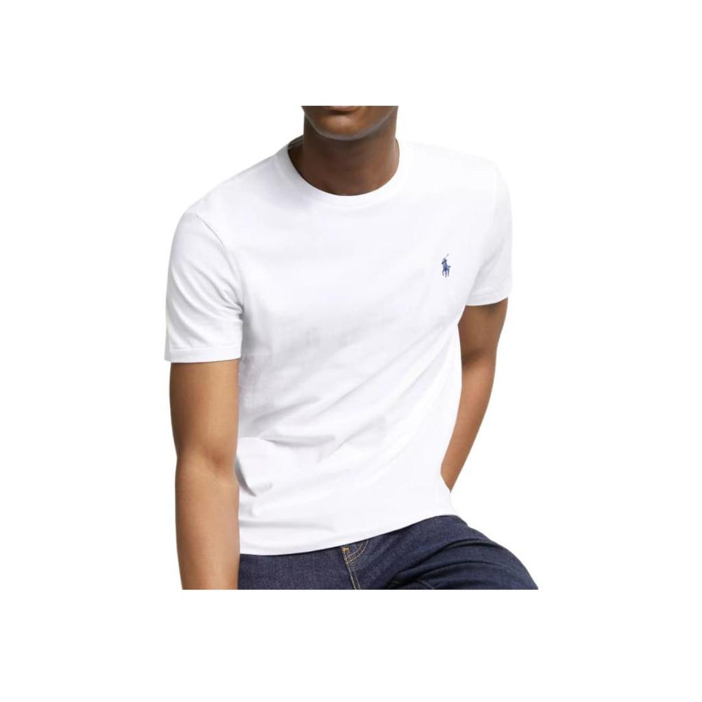 Polo Ralph Lauren Logo Embroidered Solid Color Crew Neck Short Sleeve T-Shirt Men Tops White 710706748-002