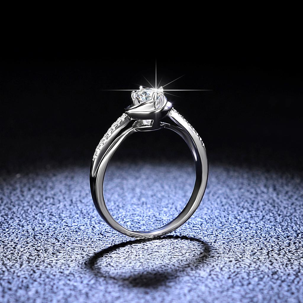 Tancise Classic 925 Sterling Silver  Moissanite Ring Ladies Jewelry Wedding Promise Party Gift