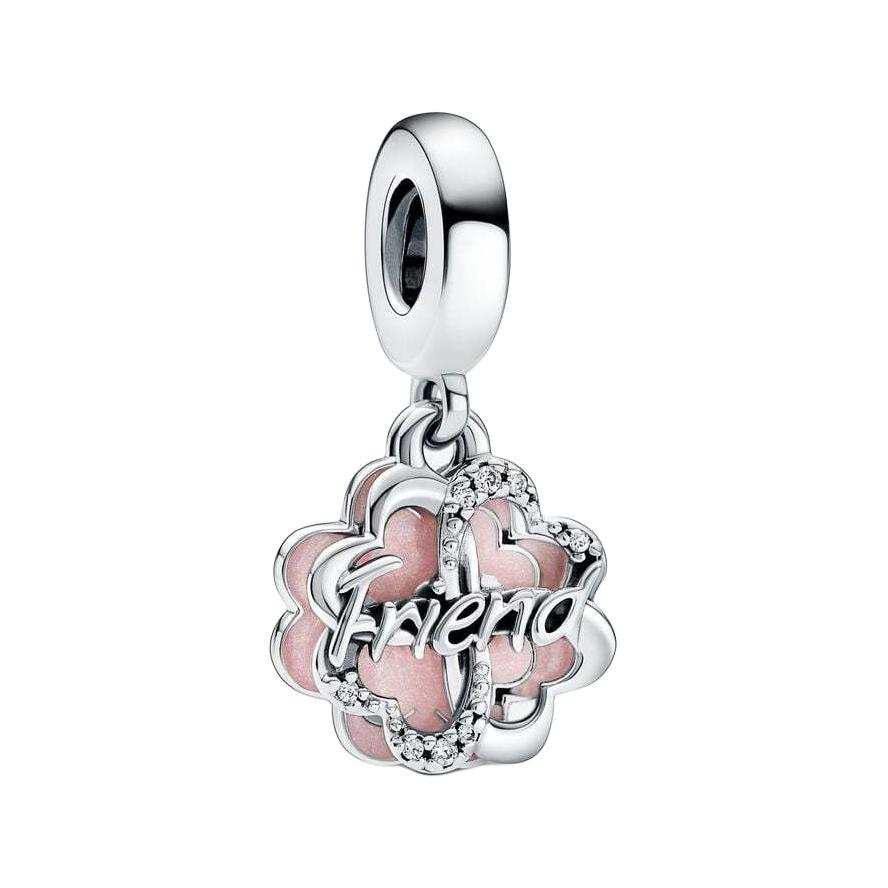 Pandora Four Leaf Clover Shape Silver Pendant Women jewelry Pink 792245C01 Box