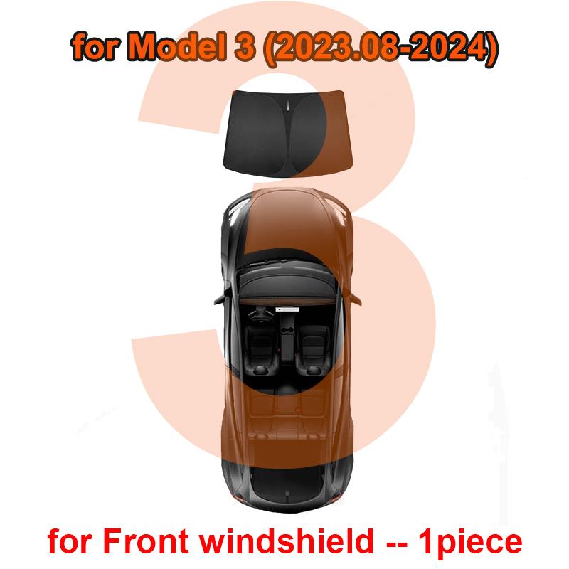 Car Sunshade for Tesla Model 3 Y S X 2024 2025 Sun Shade Privacy Shading Cover l Front Rear Side Window UV Protector Highland M3H