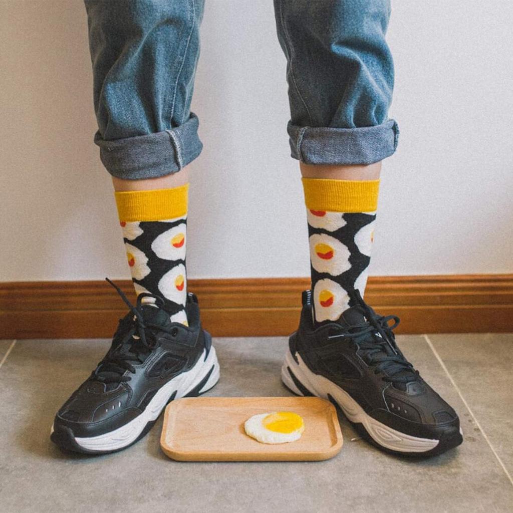 Chaussettes Femmes Drôles Mignonnes Dessin Animé Fruits Avocat Œuf Peinture à l'Huile Van Gogh Rayures Heureux Japonais Harajuku Chaussettes de Skateboard