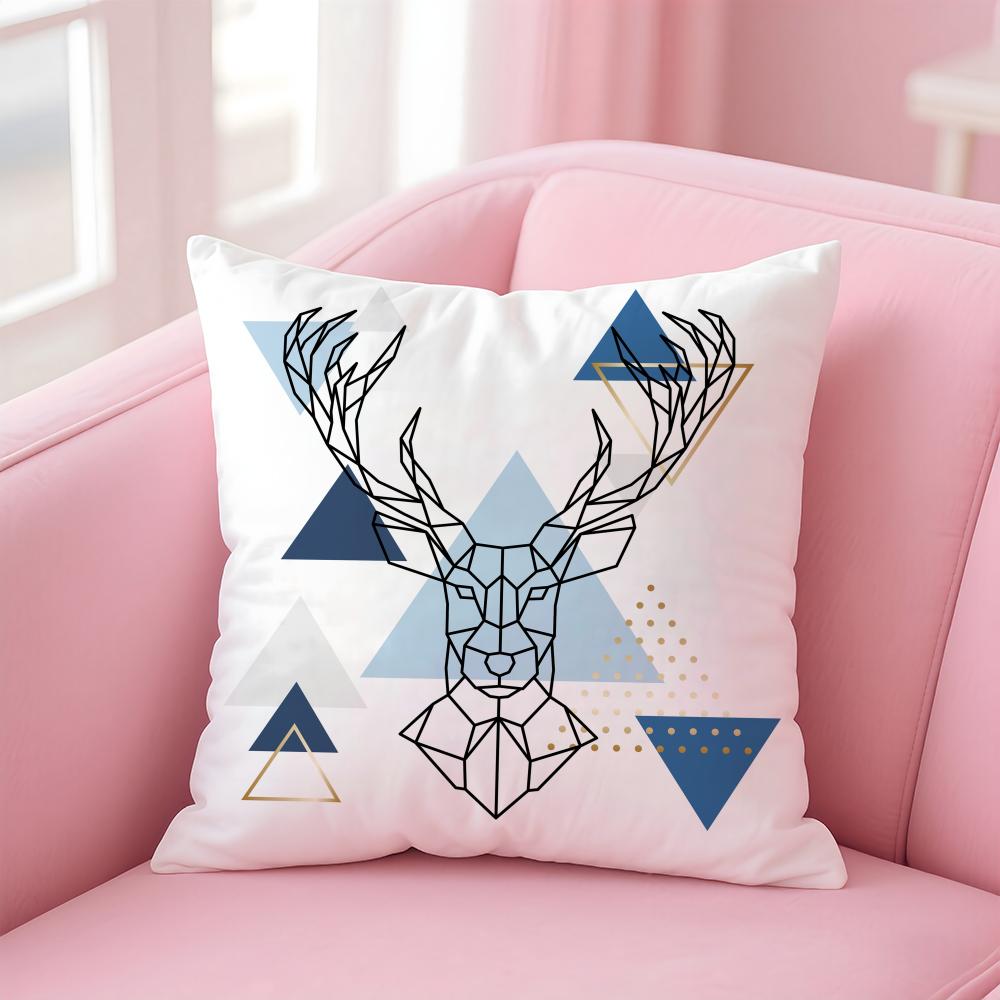 Modern Nordic Deer Head Cushion Cover Soft Plush Throw Pillow Cushion CoverDoubleSided Printed Pillow Case Sofa Home Decor