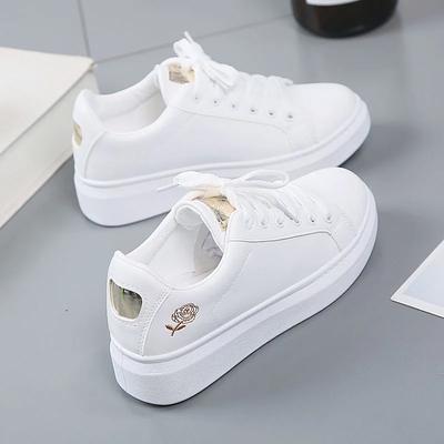 Dames Sneakers Licht Leer Casual Schoenen voor Dames Gevulkaniseerde Schoenen Mode Geborduurde Bloem Kleine Witte Schoen Zapatos Mujer