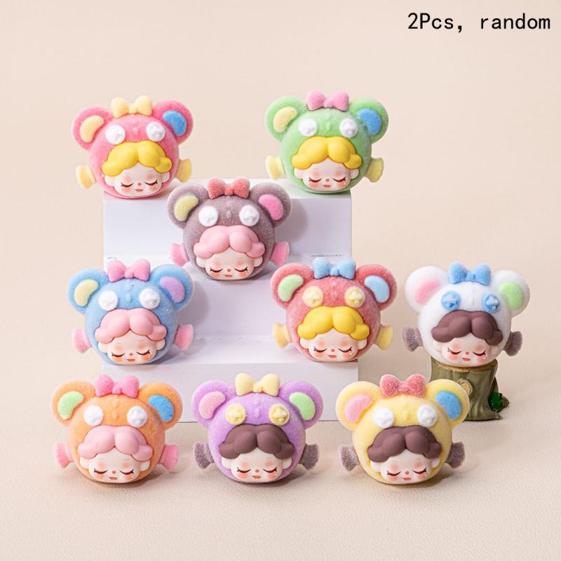 

2Pcs Cartoon Creative Droopy Ears Doll With Big Bow Mini Diy Keychian Pendant Accessories Cute Office Desktop Ornaments